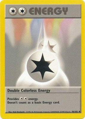 <transcy>Pokemon Card Base Set Ubegrænset 96/102 Dobbelt farveløs energi Ikke almindelig NÆR MINT</transcy>