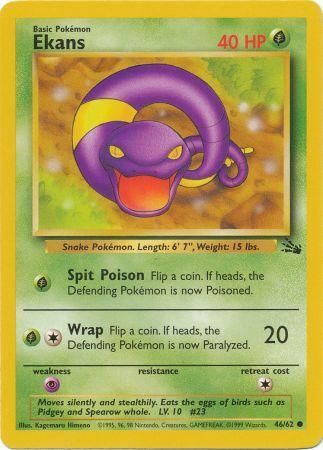 Pokemon Card Fossil Set Unlimited 46/62 Ekans Common NEAR MINT