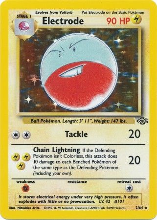 (S) Pokemon Card Jungle Set Unlimited 2/64 Electrode Holo Rare NEAR MINT