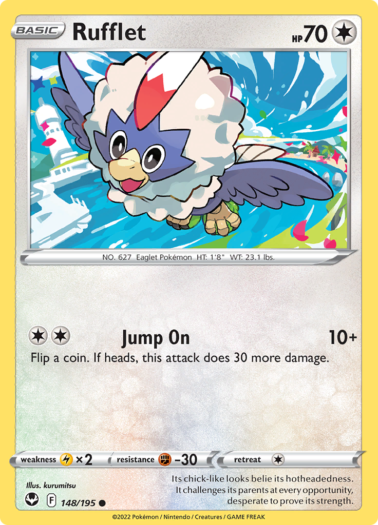 Pokemon Card Silver Tempest 148/195 Rufflet Common *MINT*