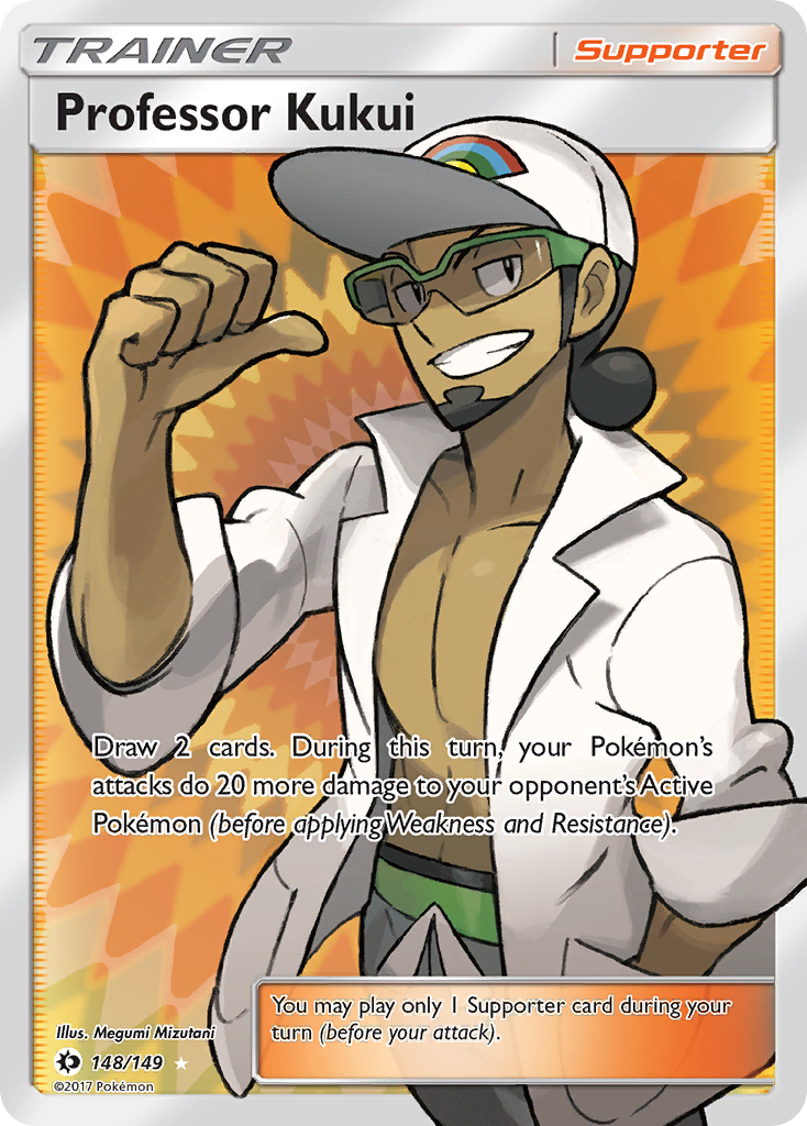 Pokemon Card Sun & Moon 148/149 Professor Kukui Supporter Full Art *MINT*