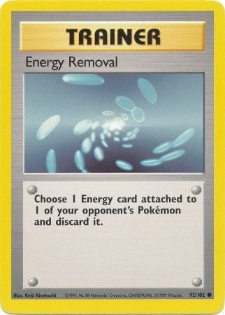 Pokemon Card Base Set Unlimited 92/102 Energy Removal Trainer Common NEAR MINT