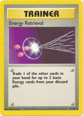 Pokemon Card Base Set Unlimited 81/102 Energy Retrieval Trainer Uncommon NEAR MINT