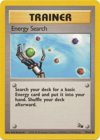 Pokemon Card Fossil Set Unlimited 59/62 Energy Search Trainer Common PLAYED