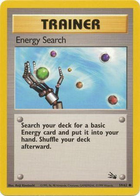Pokemon Card Fossil Set Unlimited 59/62 Energy Search Trainer Common NEAR MINT