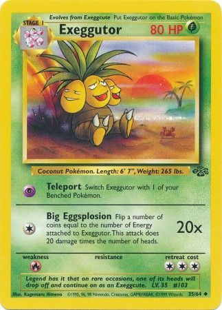 Pokemon Card Jungle Set Unlimited 35/64 Exeggutor Uncommon NEAR MINT