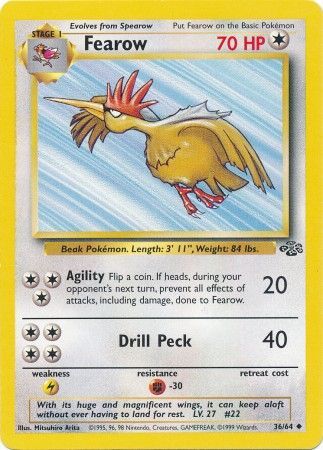 Pokemon Card Jungle Set Unlimited 36/64 Fearow Uncommon NEAR MINT