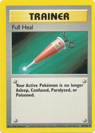 Pokemon Card Base Set Unlimited 82/102 Full Heal Trainer Uncommon NEAR MINT