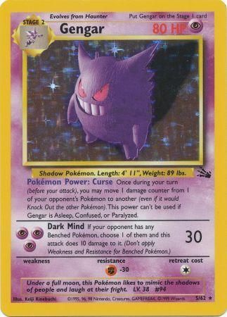 (S) Pokemon Card Fossil Set Unlimited 5/62 Gengar Holo Rare NEAR MINT