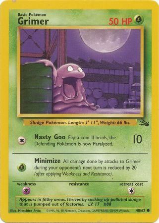 Pokemon Card Fossil Set Unlimited 48/62 Grimer Common NEAR MINT