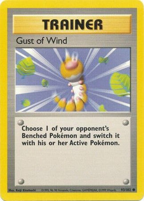 <transcy>Pokemon Card Base Set Ubegrænset 93/102 Gust of Wind Trainer Common SPILT</transcy>