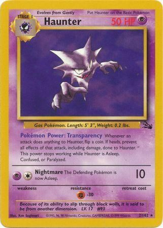 Pokemon Card Fossil Set Unlimited 21/62 Haunter Rare PLAYED