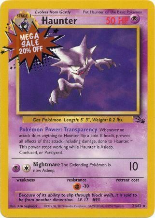 Pokemon Card Fossil Set Unlimited 21/62 Haunter Rare NEAR MINT