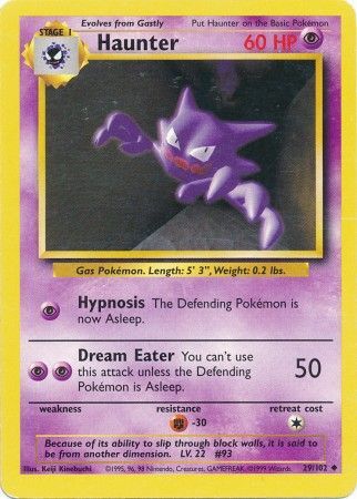 Pokemon Card Base Set Unlimited 29/102 Haunter Uncommon PLAYED