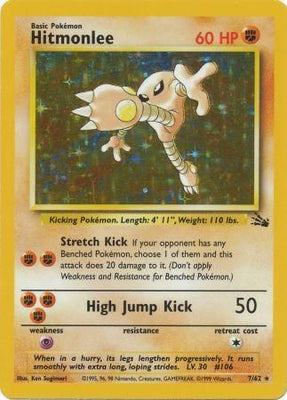 Pokemon Card Fossil Set Unlimited 7/62 Hitmonlee Holo Rare PLAYED