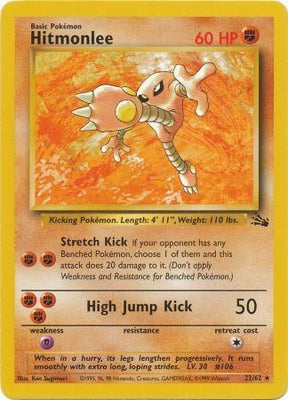 Pokemon Card Fossil Set Unlimited 22/62 Hitmonlee Rare PLAYED