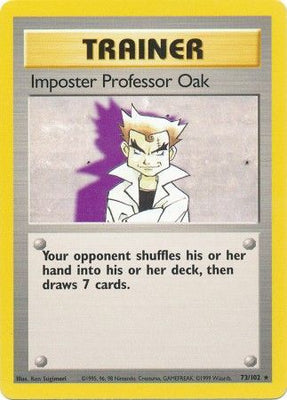 <transcy>Pokemon Card Base Set Ubegrænset 73/102 Bedrager Professor Oak Trainer Sjælden NÆR MINT</transcy>