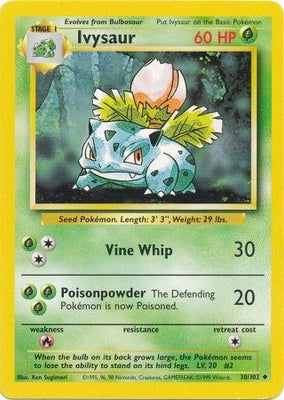 <transcy>Pokemon Card Base Set Unbegrenzt 30/102 Ivysaur Gelegentlich IN DER NÄHE VON MINT</transcy>