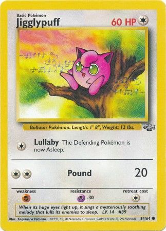 Pokemon Card Jungle Set Unlimited 54/64 Jigglypuff Common NEAR MINT