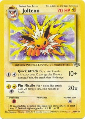 Pokemon Card Jungle Set Unlimited 20/64 Jolteon Rare NEAR MINT