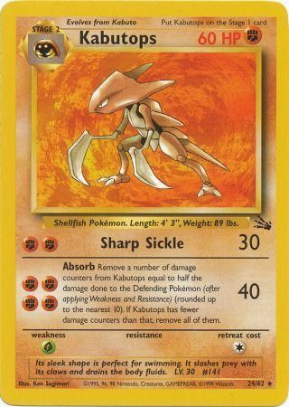 Pokemon Card Fossil Set Unlimited 24/62 Kabutops Rare PLAYED