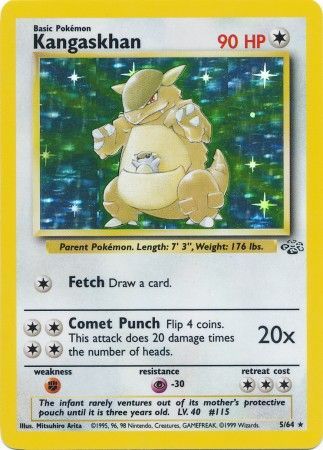 Pokemon Card Jungle Set Unlimited 5/64 Kangaskhan Holo Rare NEAR MINT