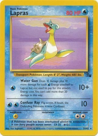 (S) Pokemon Card Fossil Set Unlimited 25/62 Lapras Rare NEAR MINT