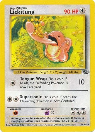 Pokemon Card Jungle Set Unlimited 38/64 Lickitung Uncommon NEAR MINT