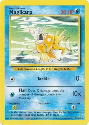 Pokemon Card Base Set Unlimited 35/102 Magikarp Uncommon PLAYED