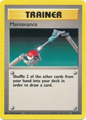 Pokemon Card Base Set Unlimited 83/102 Maintenance Trainer Uncommon PLAYED
