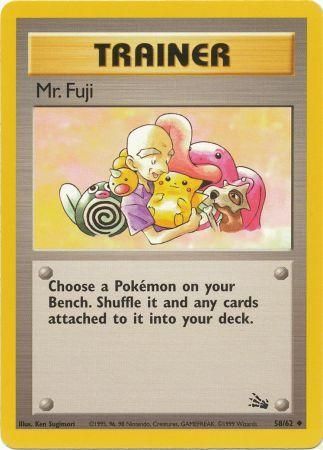 Pokemon Card Fossil Set Unlimited 58/62 Mr. Fuji Trainer Uncommon PLAYED