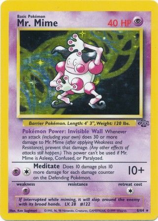 (S) Pokemon Card Jungle Set Unlimited 6/64 Mr. Mime Holo Rare NEAR MINT