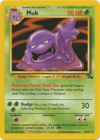 Pokemon Card Fossil Set Unlimited 28/62 Muk Rare NEAR MINT