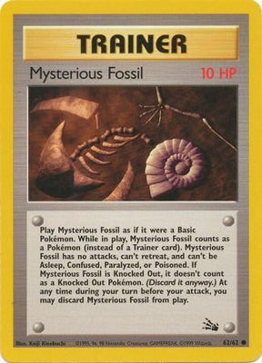Pokemon Card Fossil Set Unlimited 62/62 Mysterious Fossil Trainer Common PLAYED