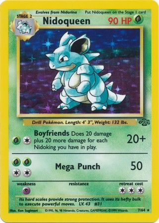 (S) Pokemon Card Jungle Set Unlimited 7/64 Nidoqueen Holo Rare NEAR MINT