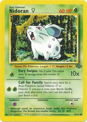 Pokemon Card Jungle Set Unlimited 57/64 Nidoran? Common NEAR MINT