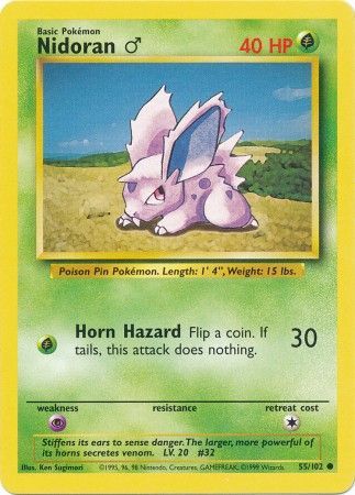 Pokemon Card Base Set Unlimited 55/102 Nidoran? Common NEAR MINT