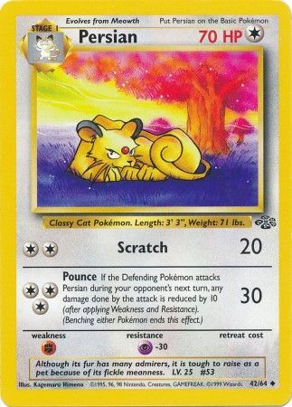 Pokemon Card Jungle Set Unlimited 42/64 Persian Uncommon NEAR MINT