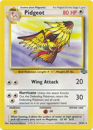 Pokemon Card Jungle Set Unlimited 24/64 Pidgeot Rare NEAR MINT