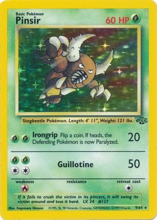 (S) Pokemon Card Jungle Set Unlimited 9/64 Pinsir Holo Rare NEAR MINT