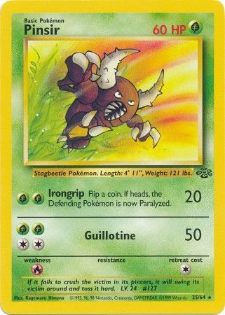 Pokemon Card Jungle Set Unlimited 25/64 Pinsir Rare NEAR MINT