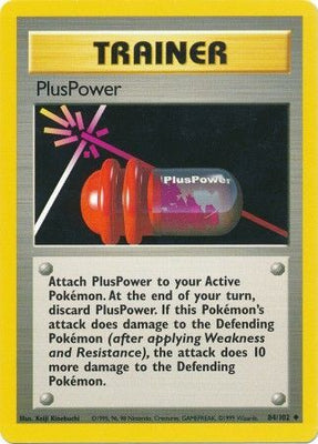 Pokemon Card Base Set Unlimited 84/102 PlusPower Trainer Uncommon PLAYED