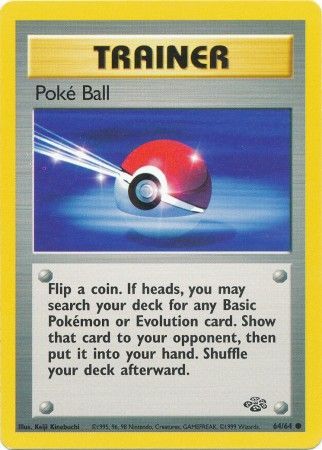 Pokemon Card Jungle Set Unlimited 64/64 Poke Ball Trainer Common NEAR MINT