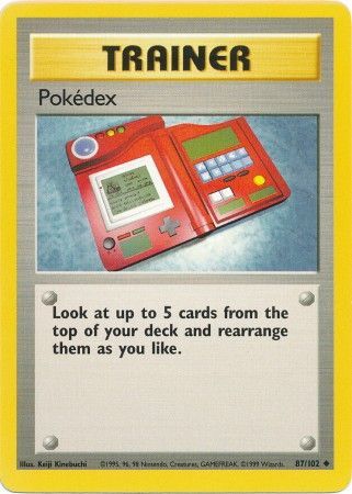 Pokemon Card Base Set Unlimited 87/102 Pokedex Trainer Uncommon PLAYED