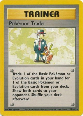 Pokemon Card Base Set Unlimited 77/102 Pokemon Trader Trainer Rare PLAYED