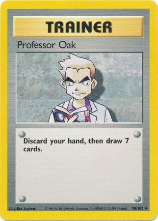 Pokemon Card Base Set Unlimited 88/102 Professor Oak Trainer Uncommon NEAR MINT