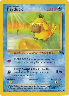 Pokemon Card Fossil Set Unlimited 53/62 Psyduck Common PLAYED