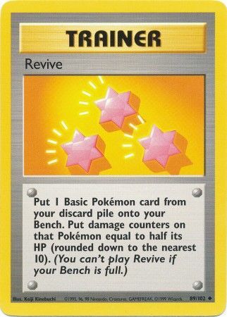 Pokemon Card Base Set Unlimited 89/102 Revive Trainer Uncommon PLAYED