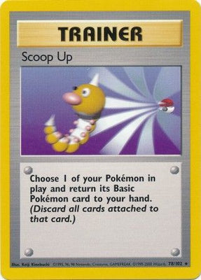 Pokemon Card Base Set Unlimited 78/102 Scoop Up Trainer Rare PLAYED