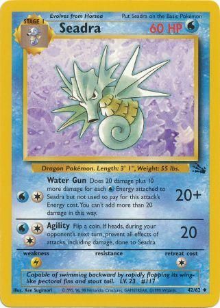 Pokemon Card Fossil Set Unlimited 42/62 Seadra Uncommon NEAR MINT